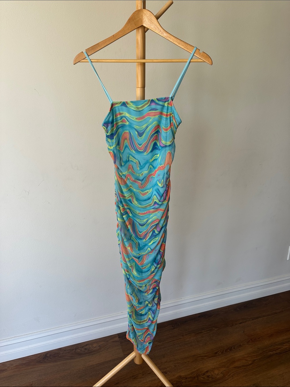 wild fable Multicolor Swirl Slip Dress - Aqua, Coral, Yellow